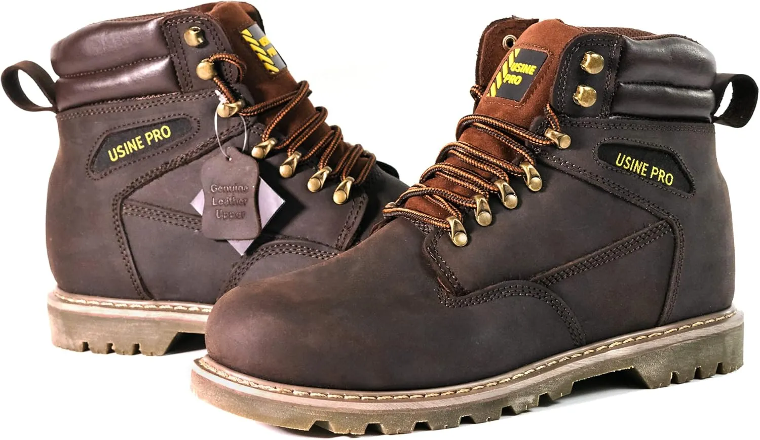 Men's 6" Steel Toe Industrial Work Boots Waterproof Crazy-Horse Slip Resistant
