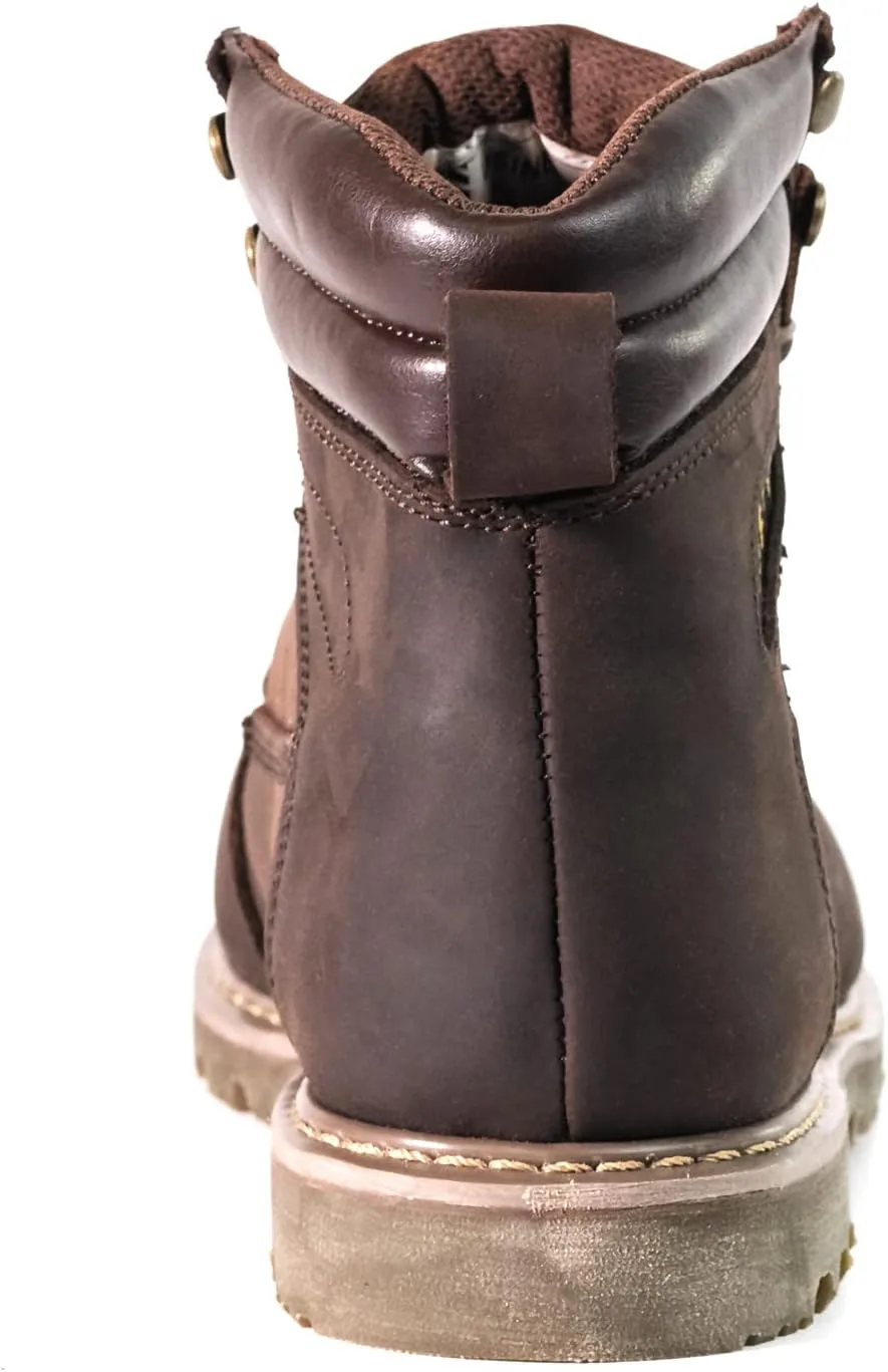Men's 6" Steel Toe Industrial Work Boots Waterproof Crazy-Horse Slip Resistant