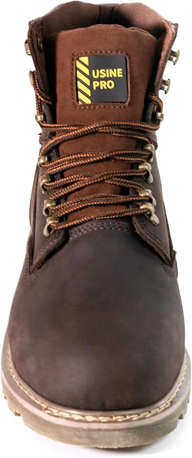 Men's 6" Steel Toe Industrial Work Boots Waterproof Crazy-Horse Slip Resistant