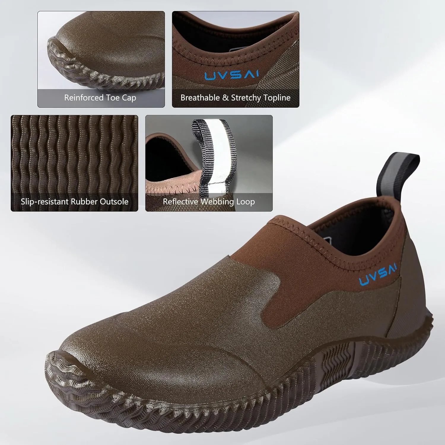 Mens Waterproof Garden Shoes Rain Boots Slip-On Footwear for Gardening Farming Camping Lawn Care Yard Work