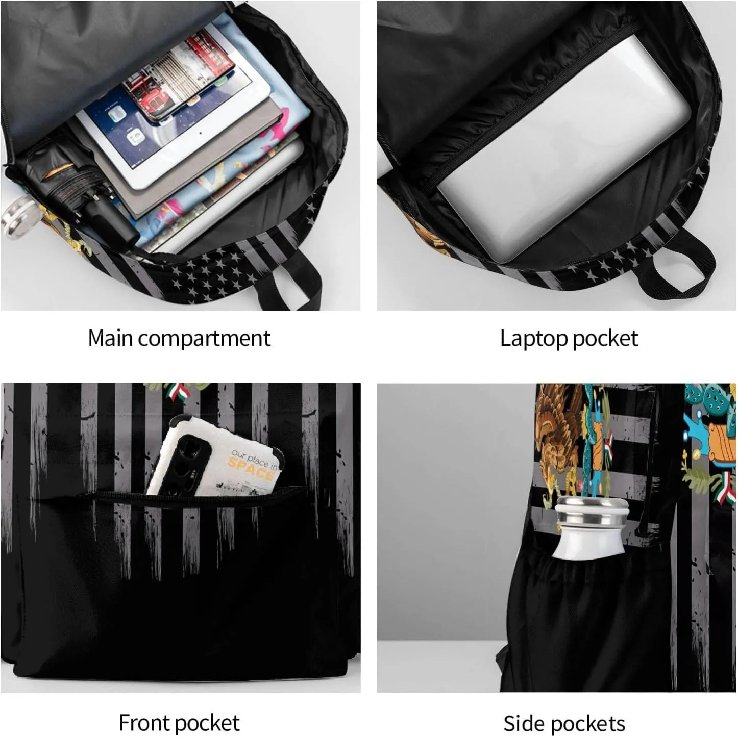 Mexico Mexican Eagle Flag Laptop Backpack Work Travel Backpacks Business Rucksack Casual Outdoor Daypack with Adjustable Strap Bags for Sports Office Gym Hiking