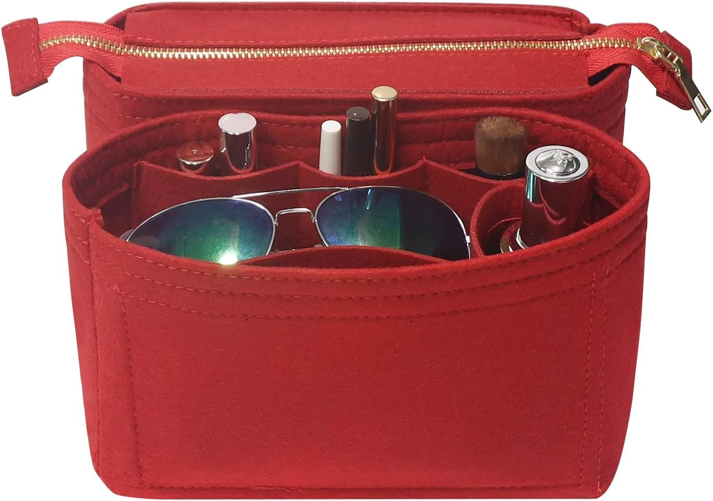 MISIXILE Bag Organizer, Bag Shaper Purse Insert Felt Organizer Fit in NeoNoe No and other Bucket Bags - red
