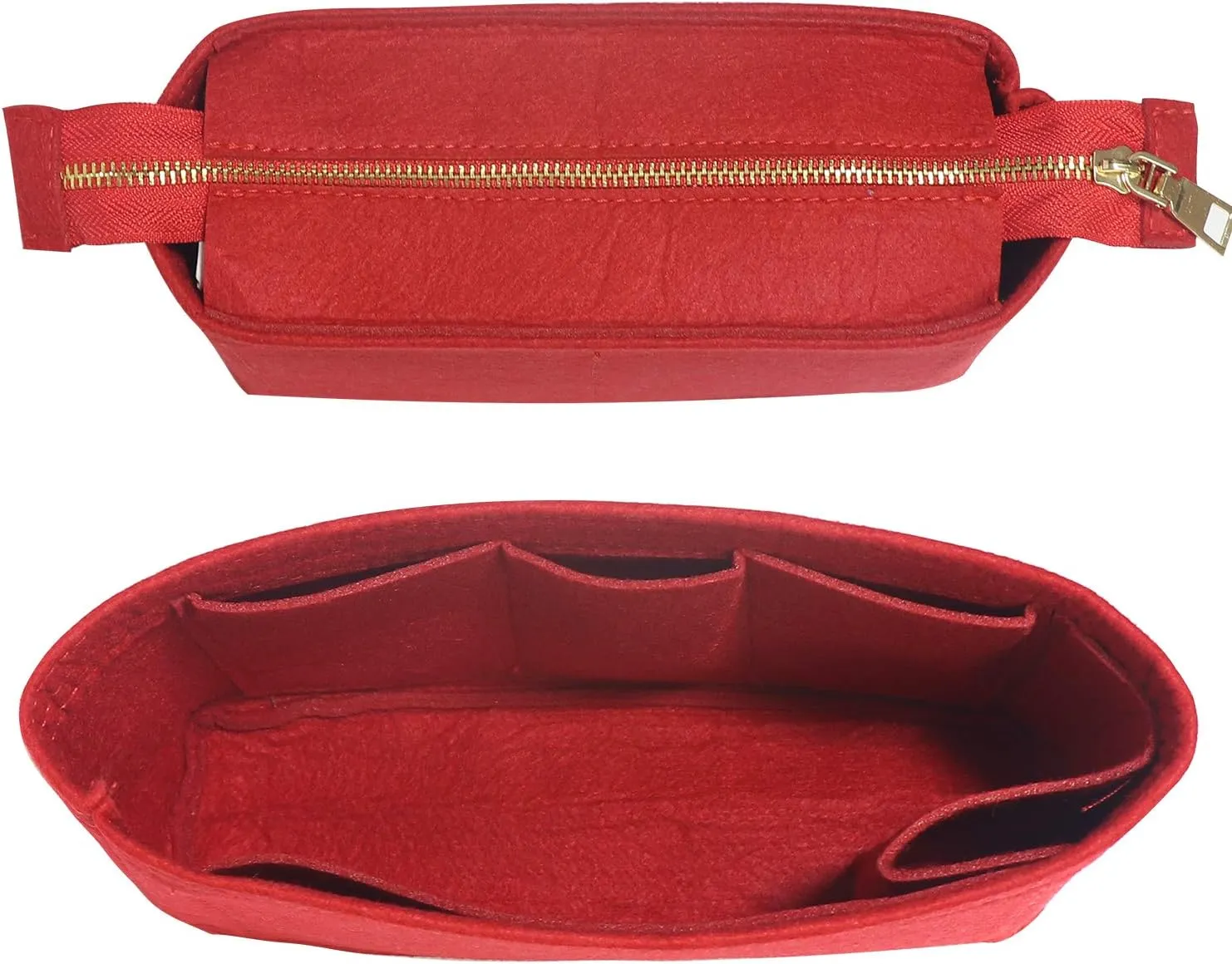 MISIXILE Bag Organizer, Bag Shaper Purse Insert Felt Organizer Fit in NeoNoe No and other Bucket Bags - red