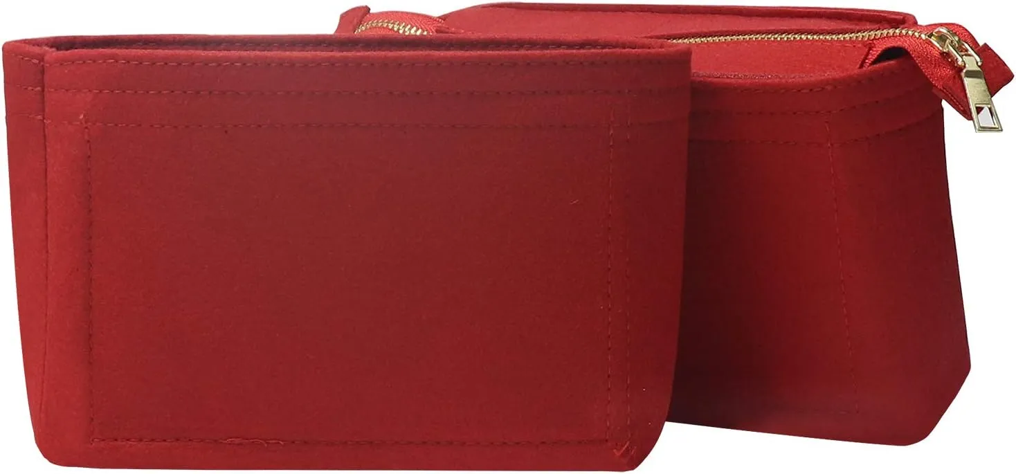 MISIXILE Bag Organizer, Bag Shaper Purse Insert Felt Organizer Fit in NeoNoe No and other Bucket Bags - red
