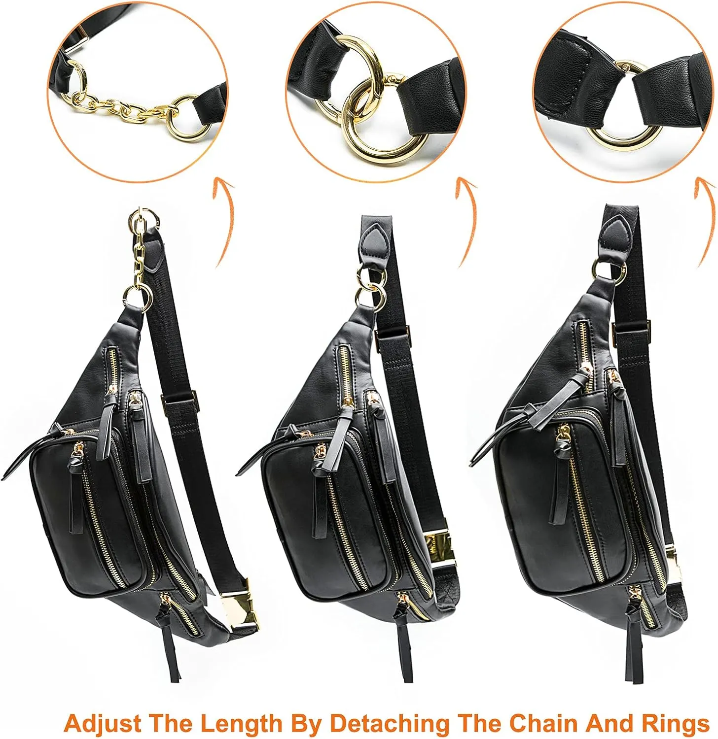 miss fong Leather Fanny Packs for Women, Small Crossbody Bags for Mom,Mini Diaper Belt Bag for Women, Waist Bag with 9 Pockets