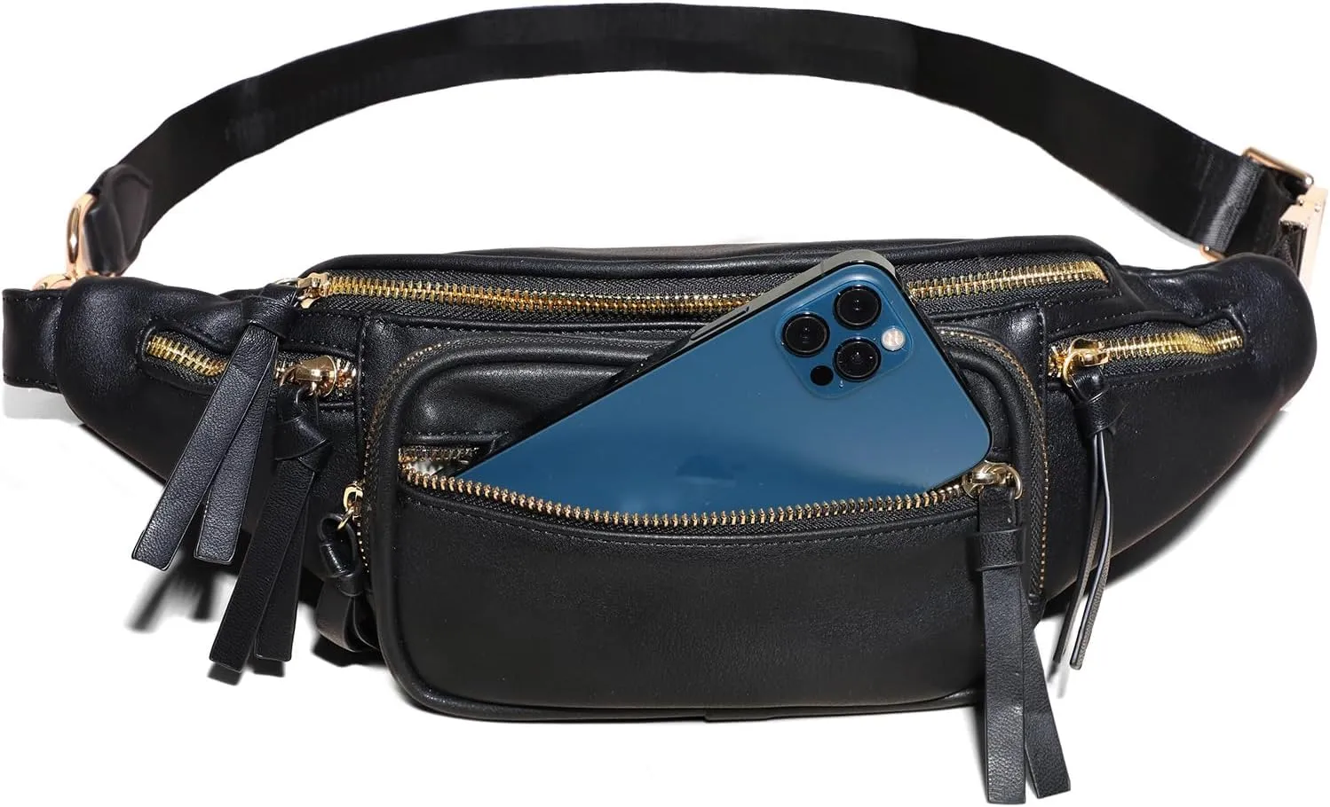 miss fong Leather Fanny Packs for Women, Small Crossbody Bags for Mom,Mini Diaper Belt Bag for Women, Waist Bag with 9 Pockets