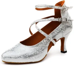 Misu Women's Closed Toe Suede Sole Latin Salsa Tango Practice Ballroom Dance Shoes with 2.7" Heel