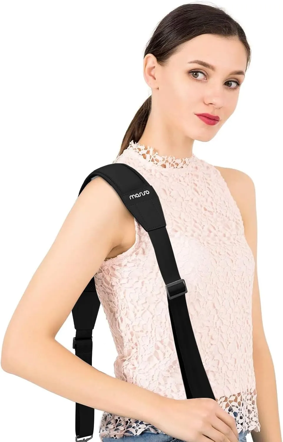MOSISO 59 inch Shoulder Strap,Soft Adjustable Breathable Universal Replacement Non-Slip Strap with Fix Padded & Metal Swivel Hooks for Laptop Shoulder Messenger Bag/Crossbody Bag/Duffel, Black