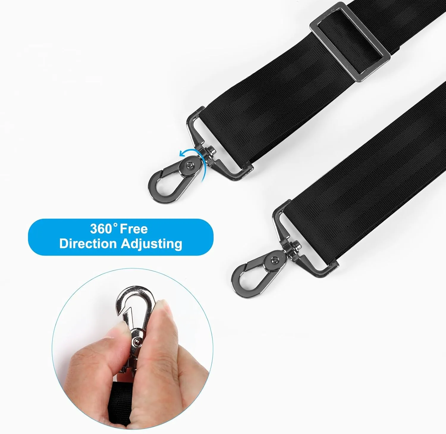 MOSISO 59 inch Shoulder Strap,Soft Adjustable Breathable Universal Replacement Non-Slip Strap with Fix Padded & Metal Swivel Hooks for Laptop Shoulder Messenger Bag/Crossbody Bag/Duffel, Black