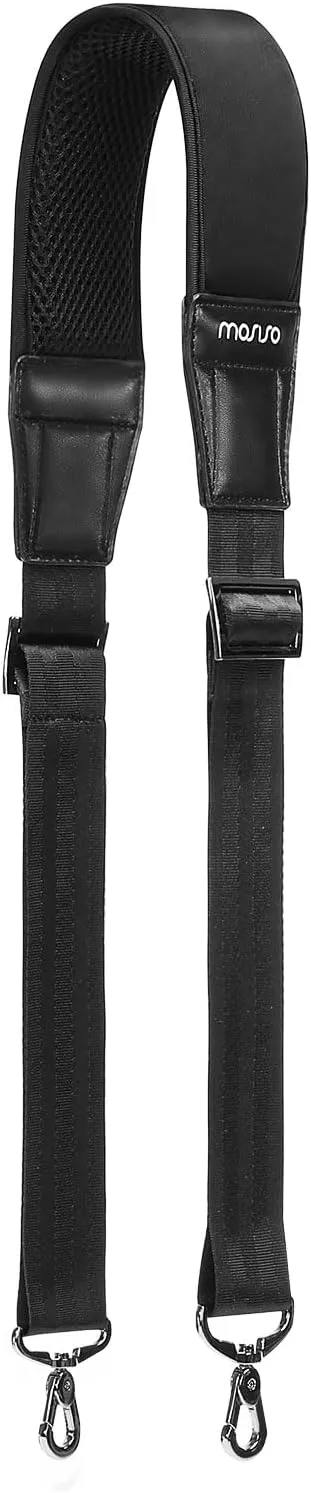 MOSISO 59 inch Shoulder Strap,Soft Adjustable Breathable Universal Replacement Non-Slip Strap with Fix Padded & Metal Swivel Hooks for Laptop Shoulder Messenger Bag/Crossbody Bag/Duffel, Black