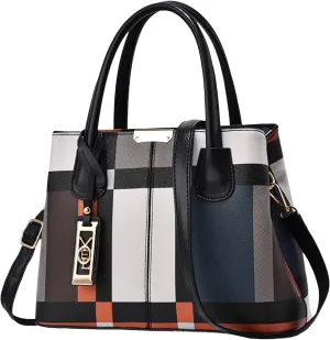 Multi Pocket Shoulder Bags for Woman Lightweight Quilted Leather Handbags for Women Clear Bag for Stadium Events(Black)