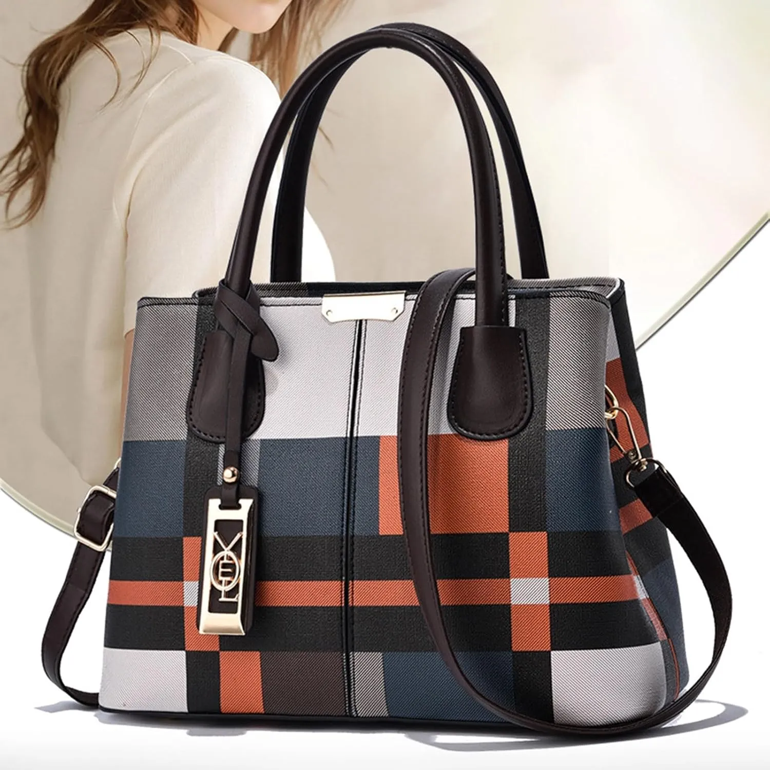 Multi Pocket Shoulder Bags for Woman Lightweight Quilted Leather Handbags for Women Clear Bag for Stadium Events(Black)