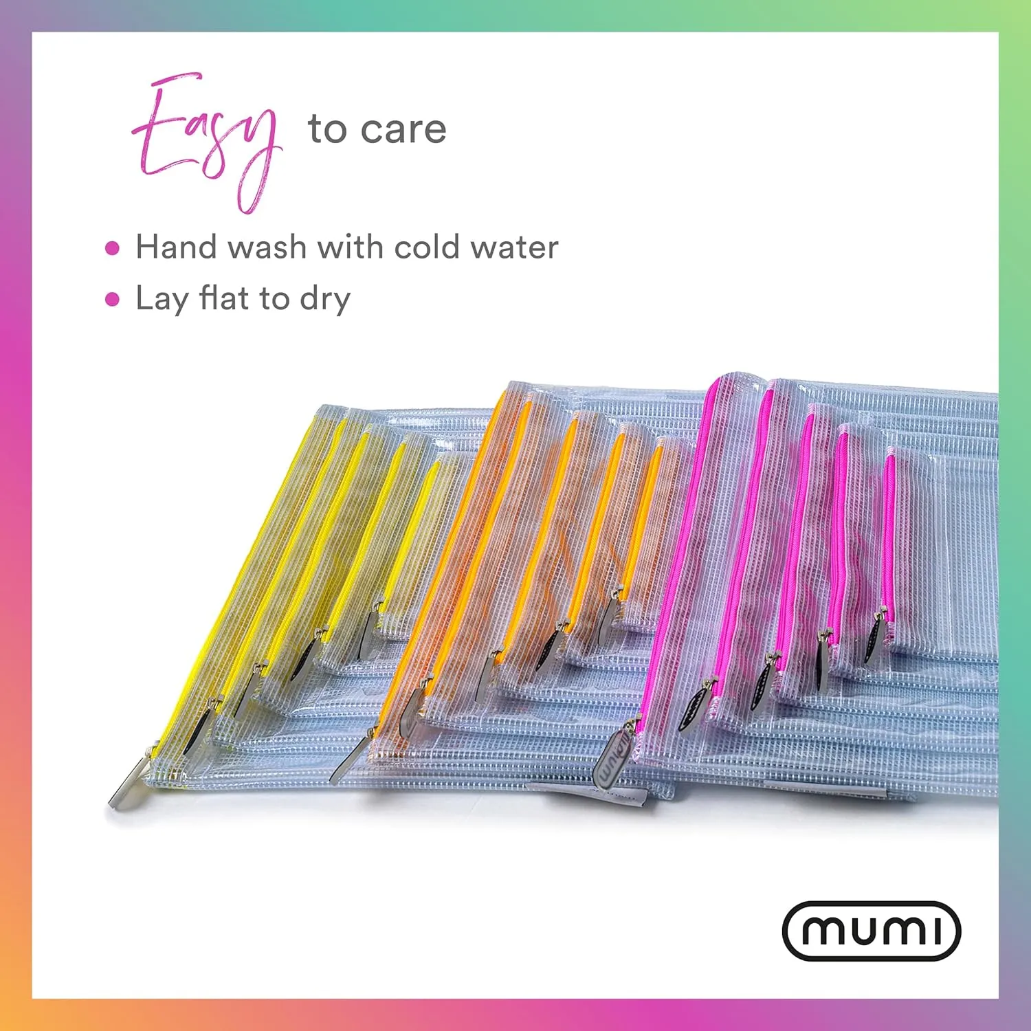 MUMI 5 Multi-Size Organizing Bags  Clear Zipper Pouches for Organizing, Storage & Travel with 10 Removable Labels  Reusable Waterproof Mesh Zipper Pouch Set, Plastic Zip Bags for Supplies (Blue)