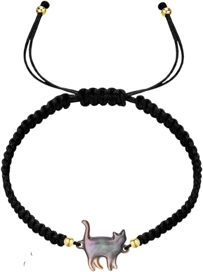 New 2026 Unisex Shell Cat Bracelets for Men Women, Handmade Nylon Rope Woven Adjustable, Couple Jewelry Findings Valentine's Day Gift Fashion Trendy Accessories Creative for Women and Men
