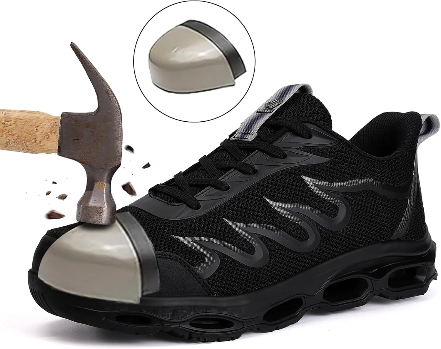 NIFOFISE Steel Toe Shoes for Men Women Indestructible Safety Shoes Lightweight Steel Toe Sneakers Non Slip Work Shoes Composite Toe Shoes Black 39