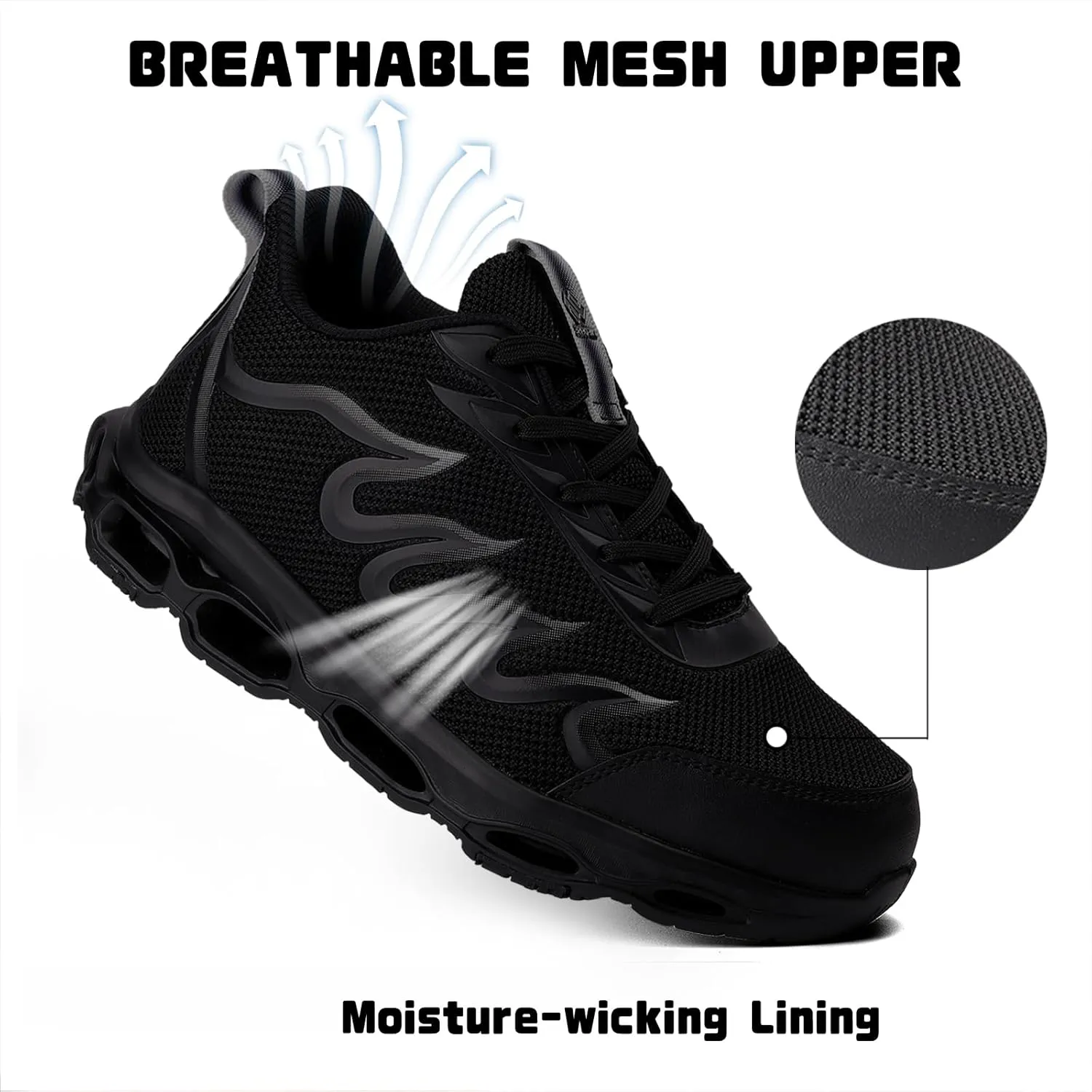 NIFOFISE Steel Toe Shoes for Men Women Indestructible Safety Shoes Lightweight Steel Toe Sneakers Non Slip Work Shoes Composite Toe Shoes Black 39