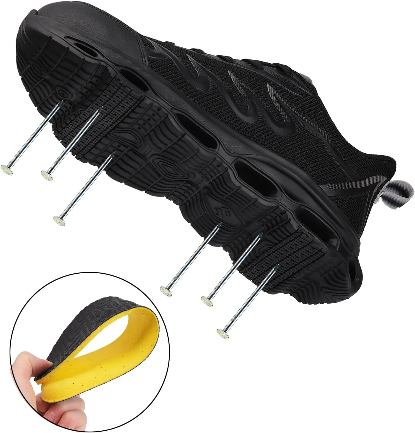 NIFOFISE Steel Toe Shoes for Men Women Indestructible Safety Shoes Lightweight Steel Toe Sneakers Non Slip Work Shoes Composite Toe Shoes Black 39