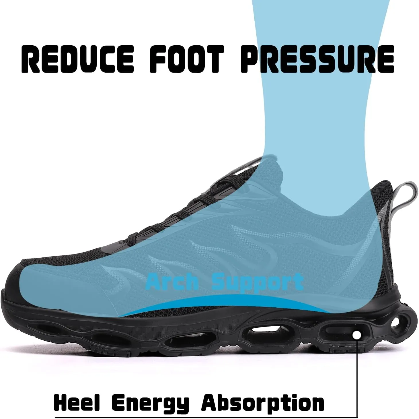 NIFOFISE Steel Toe Shoes for Men Women Indestructible Safety Shoes Lightweight Steel Toe Sneakers Non Slip Work Shoes Composite Toe Shoes Black 39