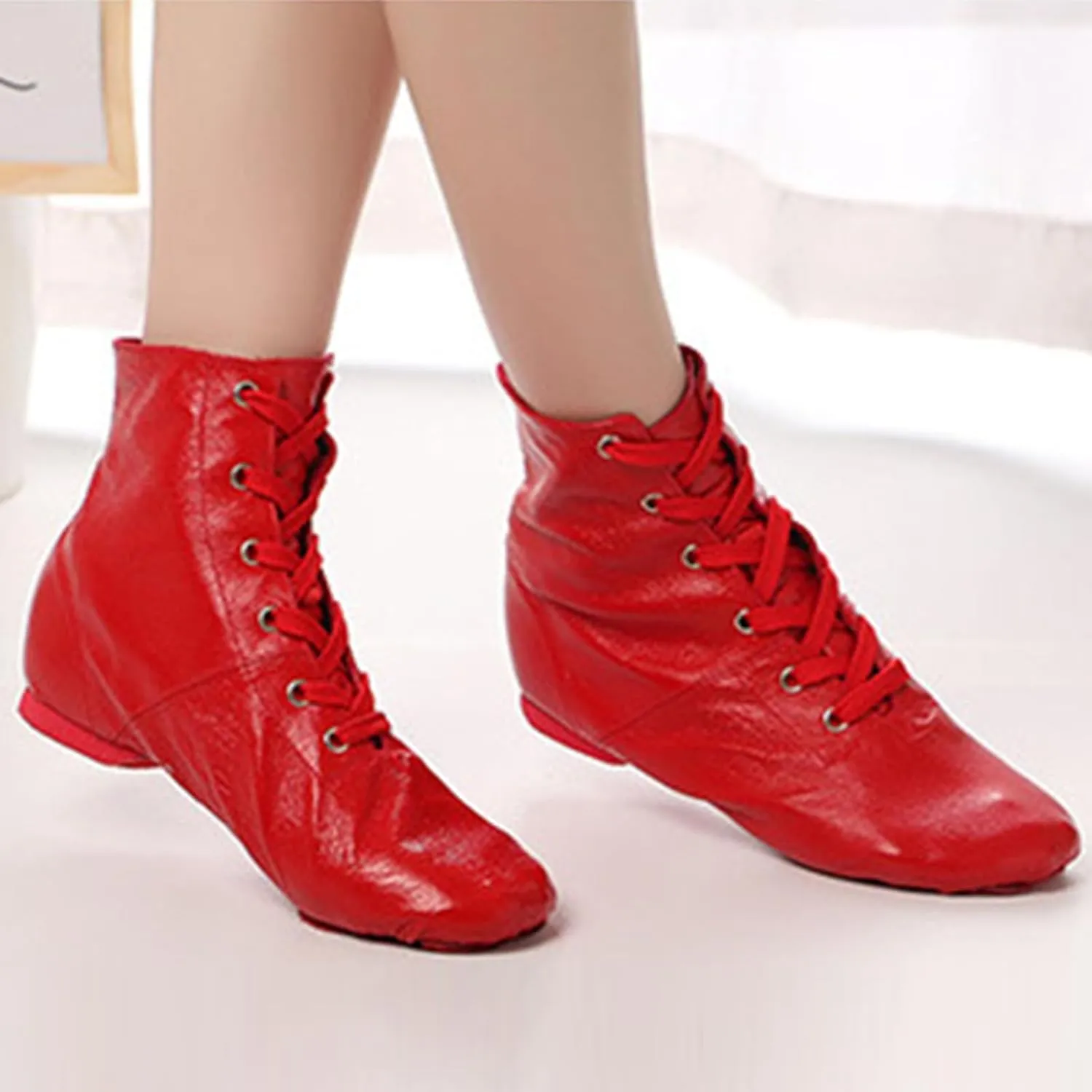 ONAIC Womens Ballroom Dance Shoes Jazz Boot Shoes Closed Toe Lace-Up Modern Salsa Shoes Platform Shoes
