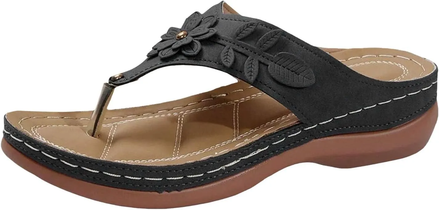 Orthopedic Sandals for Women Arch Support Walking Sandals Comfortable Wedge Sandals Flip Flops Thong Summer Sandals