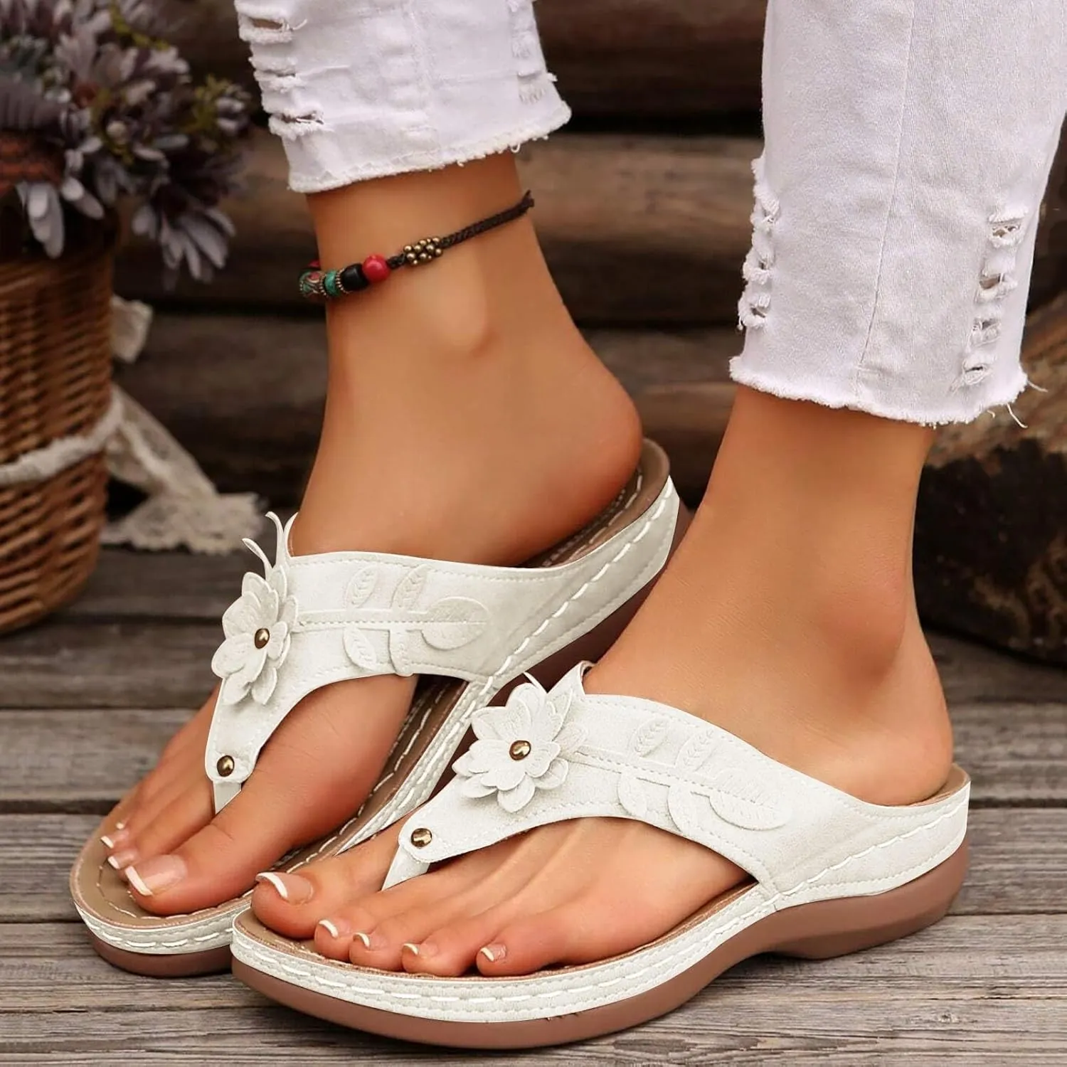 Orthopedic Sandals for Women Arch Support Walking Sandals Comfortable Wedge Sandals Flip Flops Thong Summer Sandals