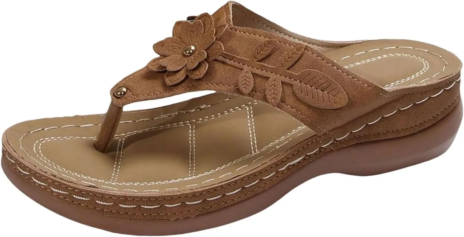 Orthopedic Sandals for Women Arch Support Walking Sandals Comfortable Wedge Sandals Flip Flops Thong Summer Sandals