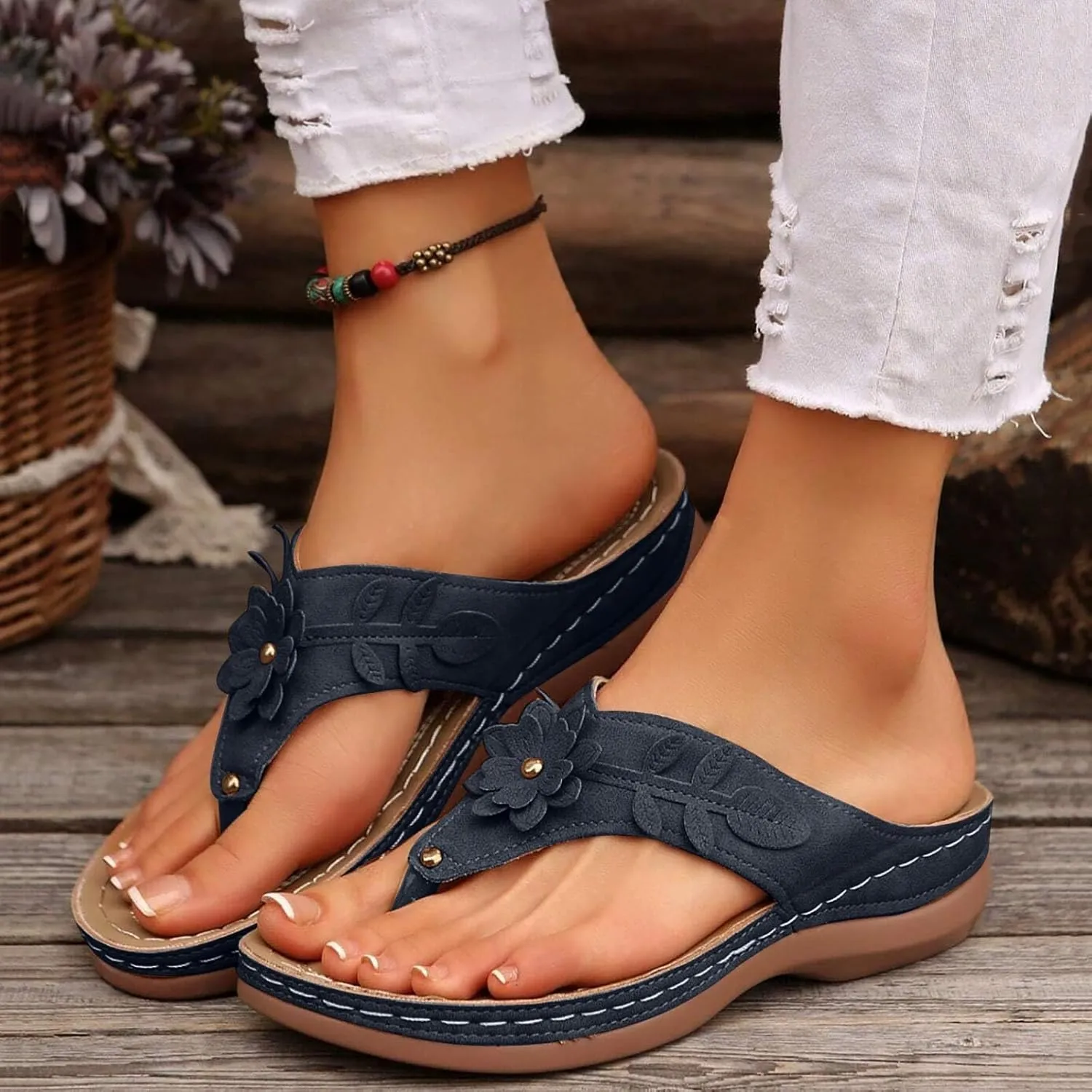 Orthopedic Sandals for Women Arch Support Walking Sandals Comfortable Wedge Sandals Flip Flops Thong Summer Sandals