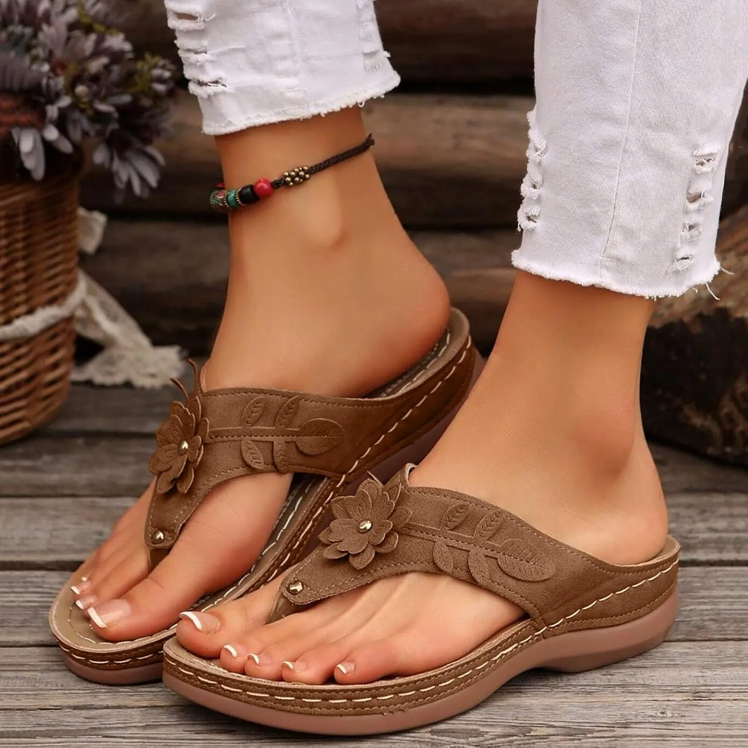 Orthopedic Sandals for Women Arch Support Walking Sandals Comfortable Wedge Sandals Flip Flops Thong Summer Sandals