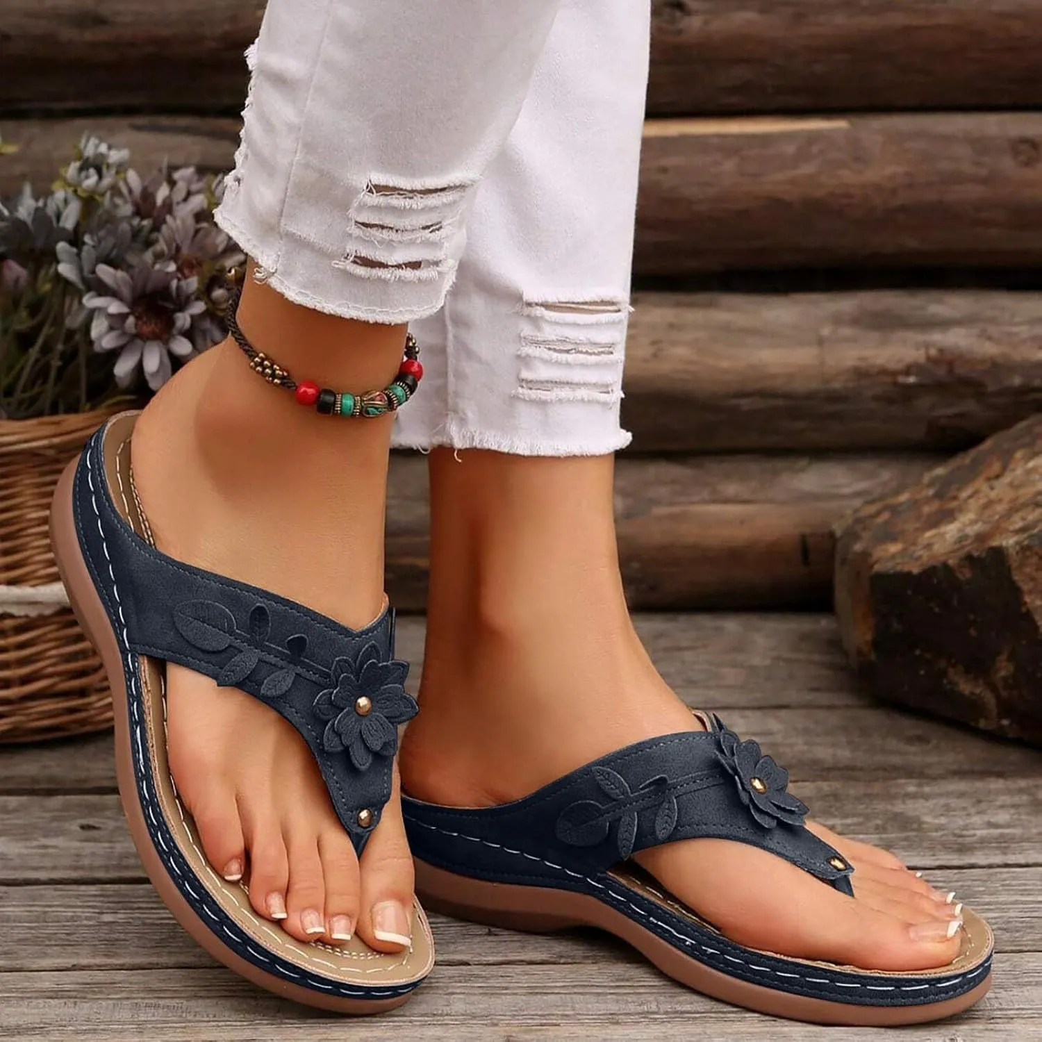 Orthopedic Sandals for Women Arch Support Walking Sandals Comfortable Wedge Sandals Flip Flops Thong Summer Sandals