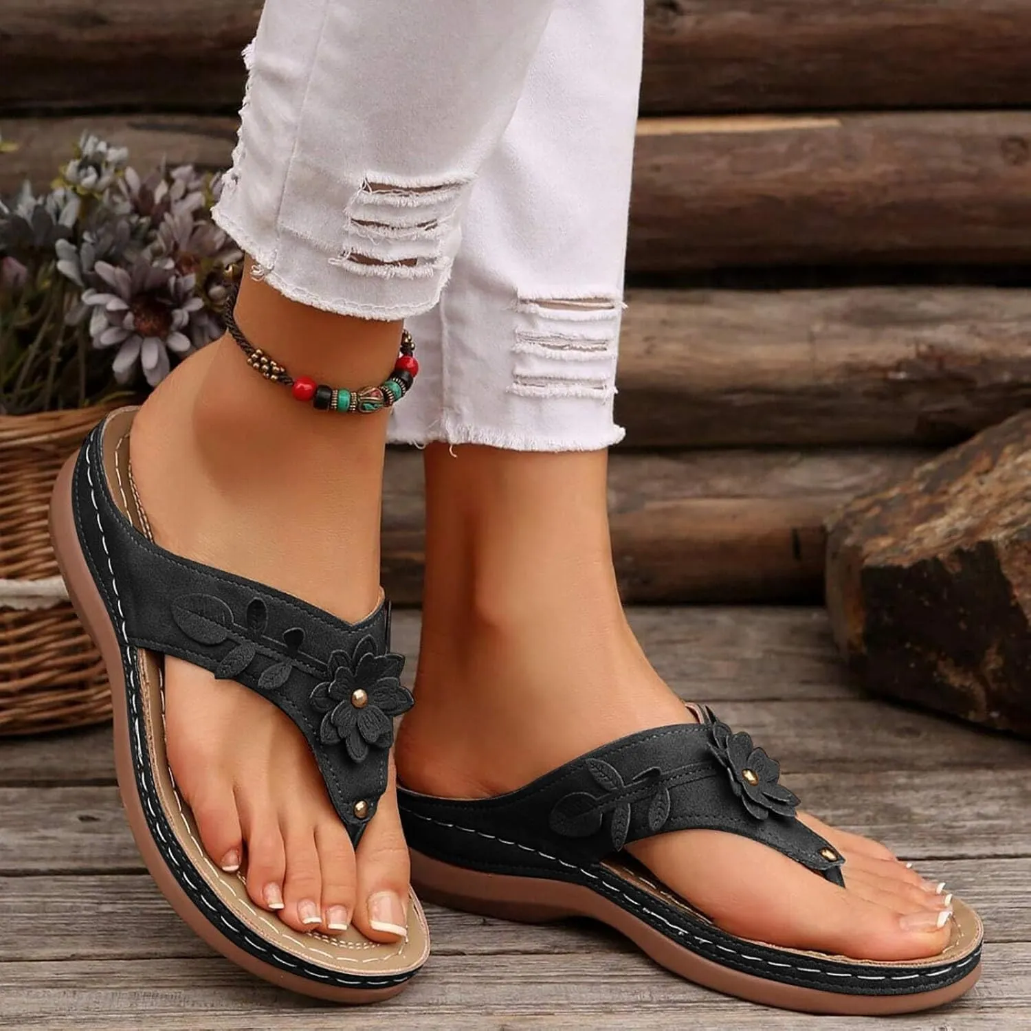 Orthopedic Sandals for Women Arch Support Walking Sandals Comfortable Wedge Sandals Flip Flops Thong Summer Sandals