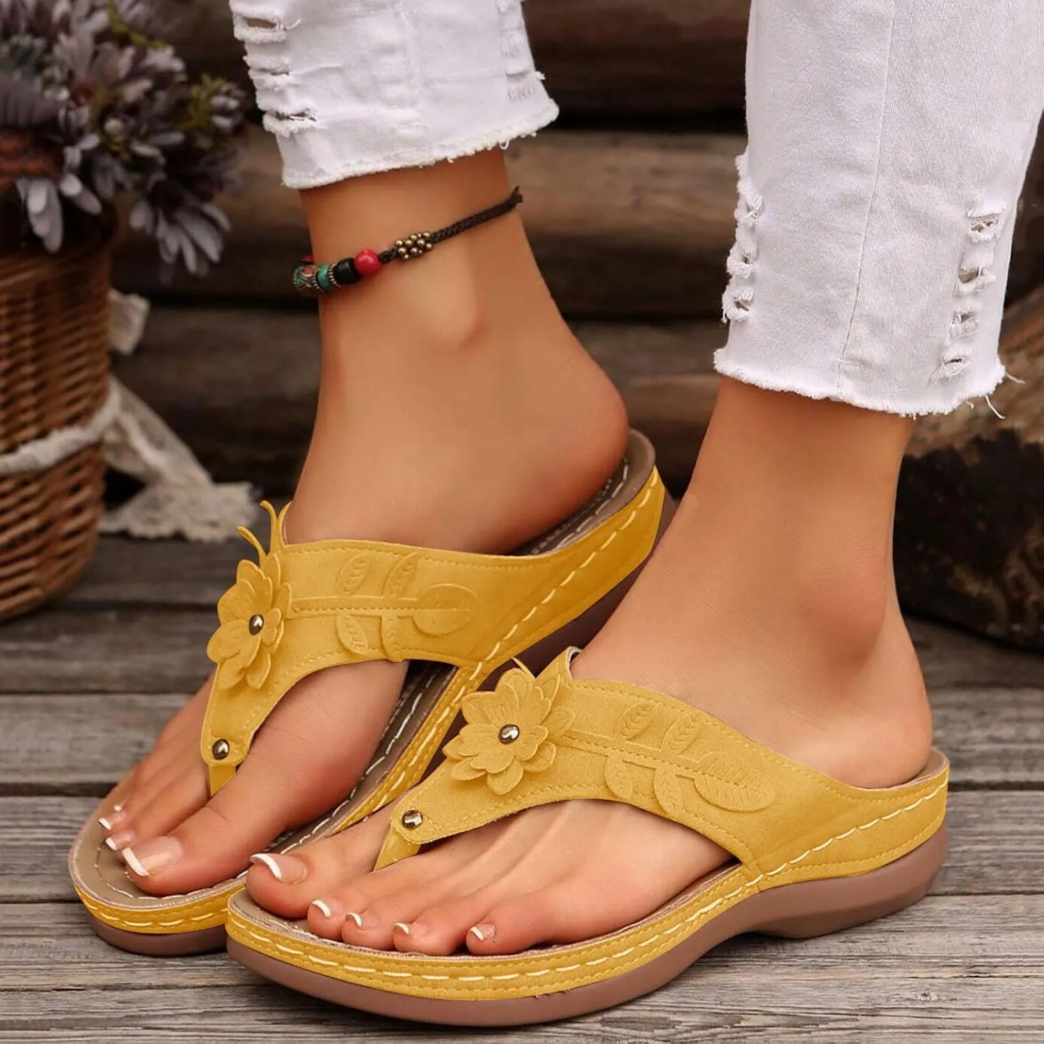 Orthopedic Sandals for Women Arch Support Walking Sandals Comfortable Wedge Sandals Flip Flops Thong Summer Sandals