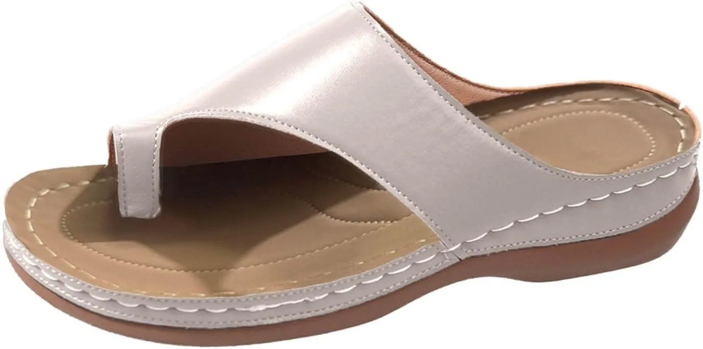 Orthopedic Wedge Sandals for Women Dressy Summer Flip Flops Summer Lightweight Loop Walking Open Toe Wedge Platform Slippers Comfortable Slip On Flip Flops with Arch Support