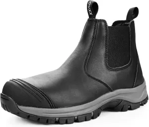 OUXX Work Boots for Men, Steel Toe Slip-on Safety Shoes, Slip-Resistant, Waterproof, Puncture-Proof(OX2622)