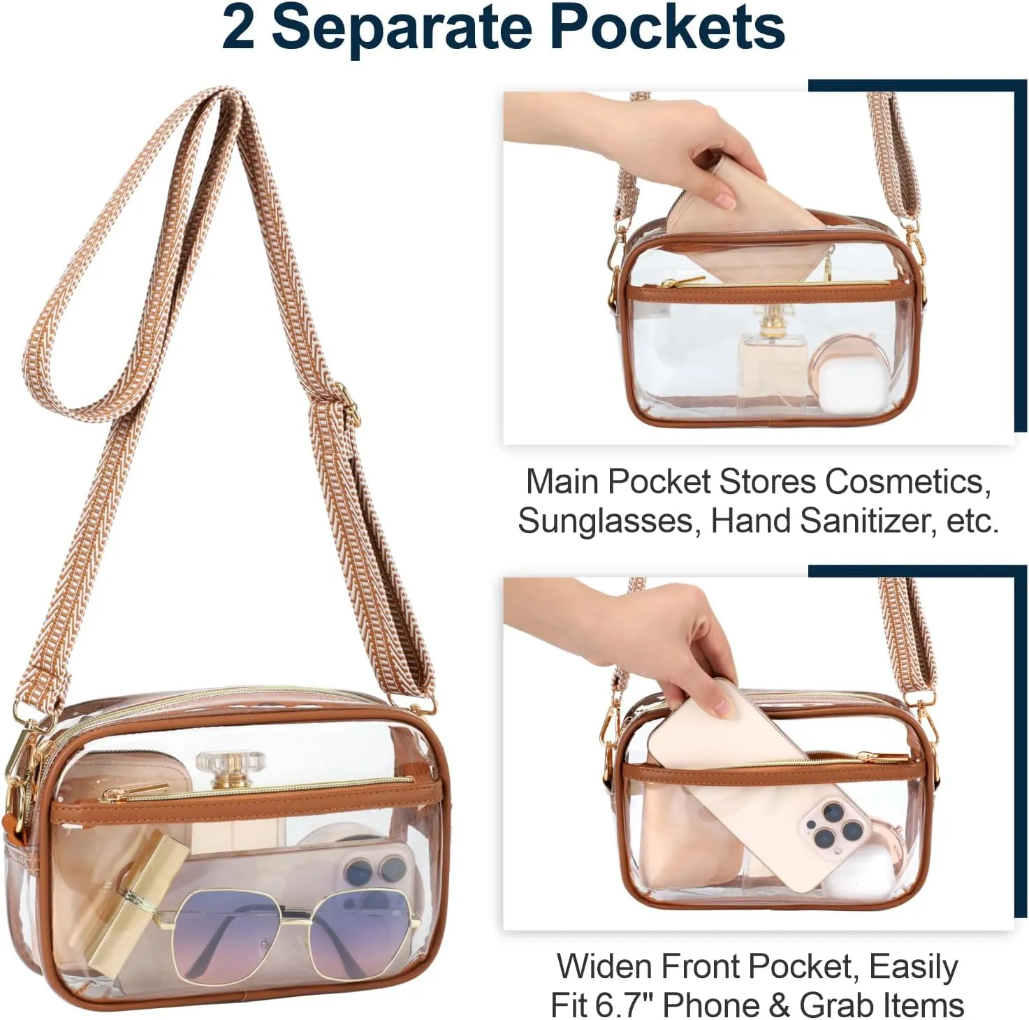 PACKISM Clear Bag for Stadium Events - Clear Purses for Women Stadium Crossbody Concert Bag for Game Day Sports, Festival