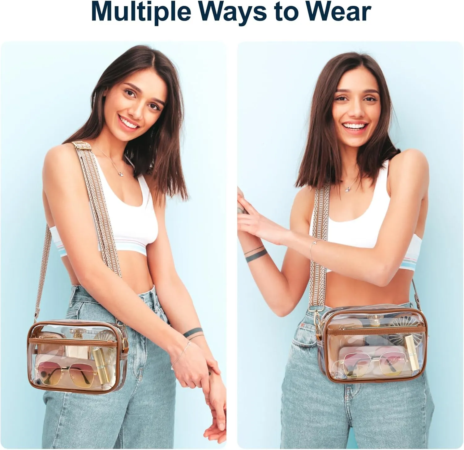PACKISM Clear Bag for Stadium Events - Clear Purses for Women Stadium Crossbody Concert Bag for Game Day Sports, Festival