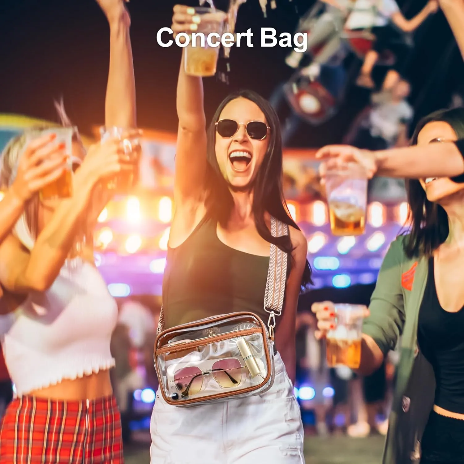 PACKISM Clear Bag for Stadium Events - Clear Purses for Women Stadium Crossbody Concert Bag for Game Day Sports, Festival