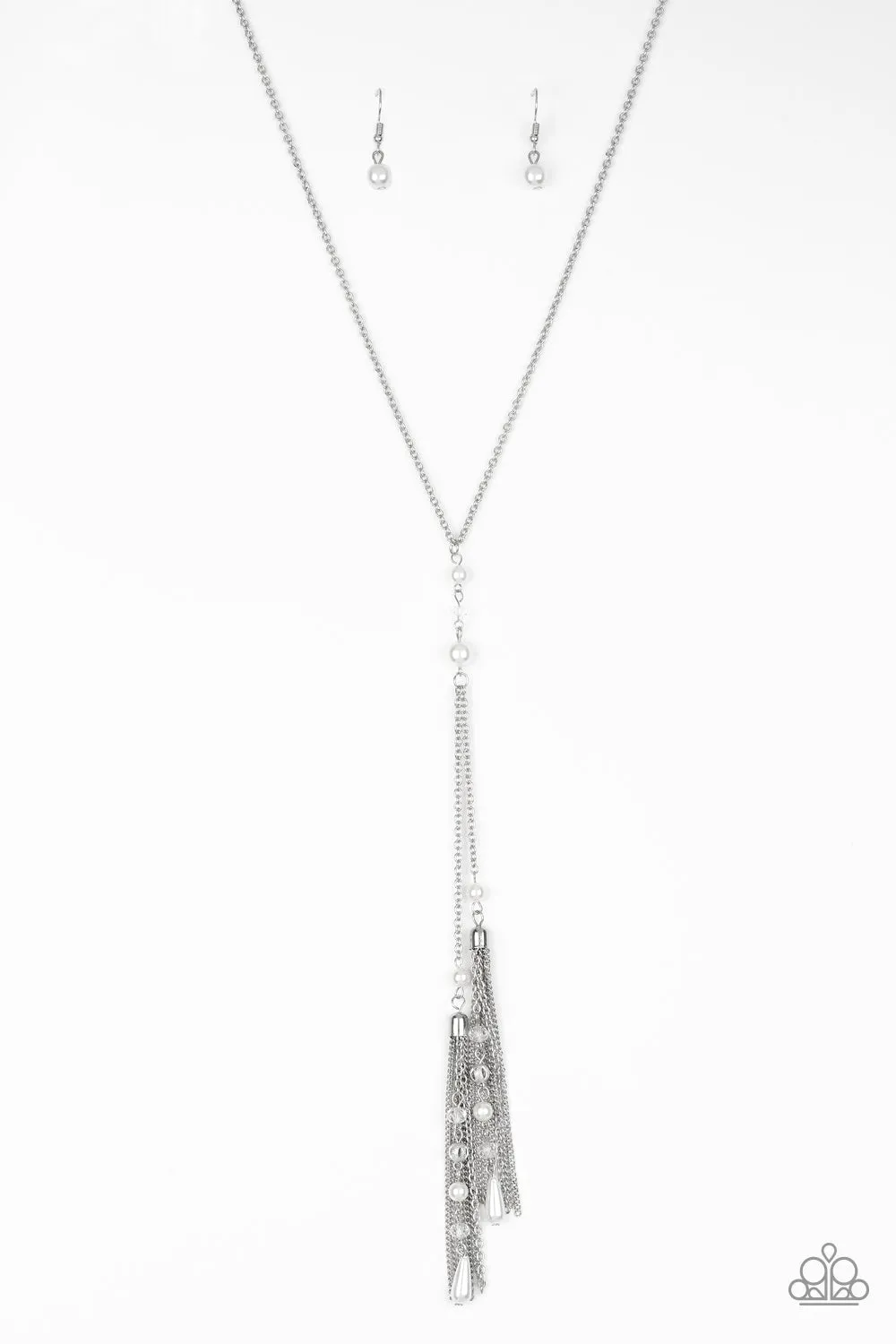 Paparazzi Necklace ~ Timeless Tassels - Silver