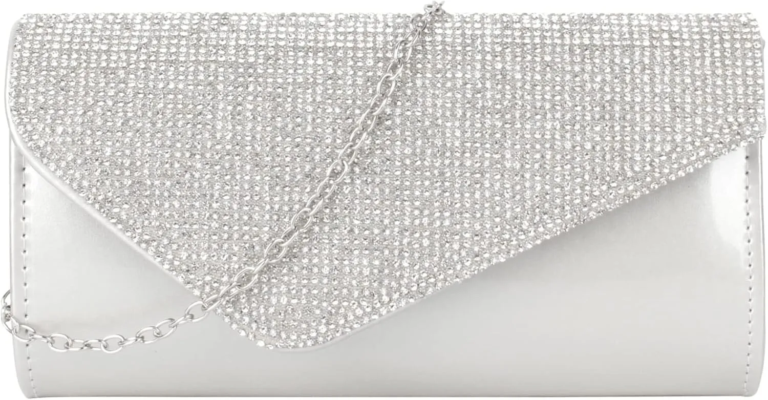 Party Prom Wedding Envelope Crossbody Handbags Dark Ladies Frosted Satin Evening Clutch Purse