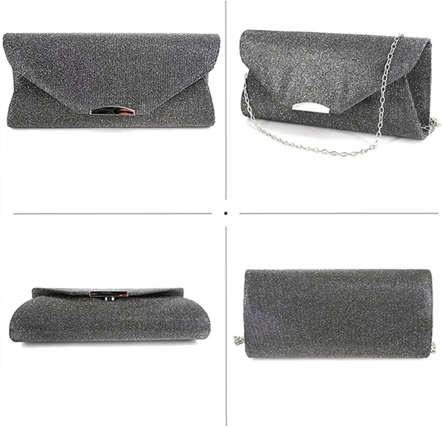 Party Prom Wedding Envelope Crossbody Handbags Dark Ladies Frosted Satin Evening Clutch Purse