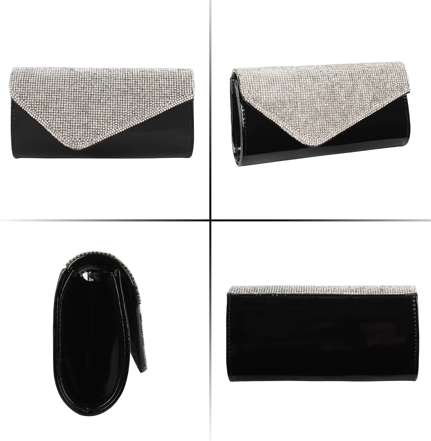 Party Prom Wedding Envelope Crossbody Handbags Dark Ladies Frosted Satin Evening Clutch Purse
