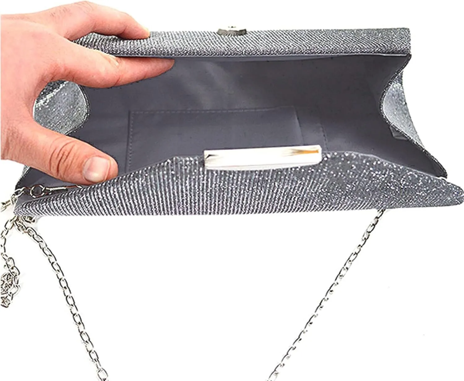 Party Prom Wedding Envelope Crossbody Handbags Dark Ladies Frosted Satin Evening Clutch Purse