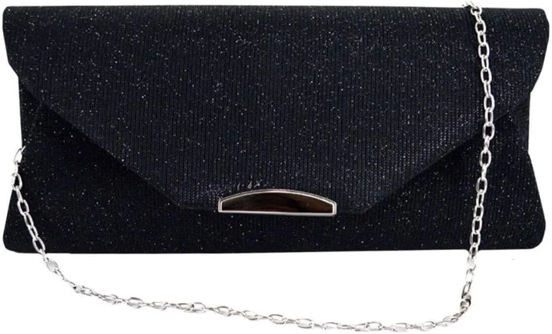 Party Prom Wedding Envelope Crossbody Handbags Dark Ladies Frosted Satin Evening Clutch Purse