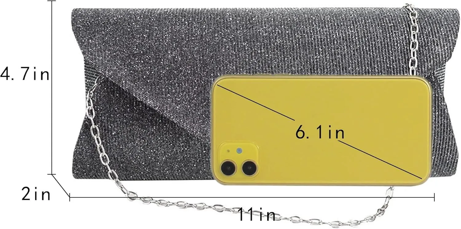 Party Prom Wedding Envelope Crossbody Handbags Dark Ladies Frosted Satin Evening Clutch Purse