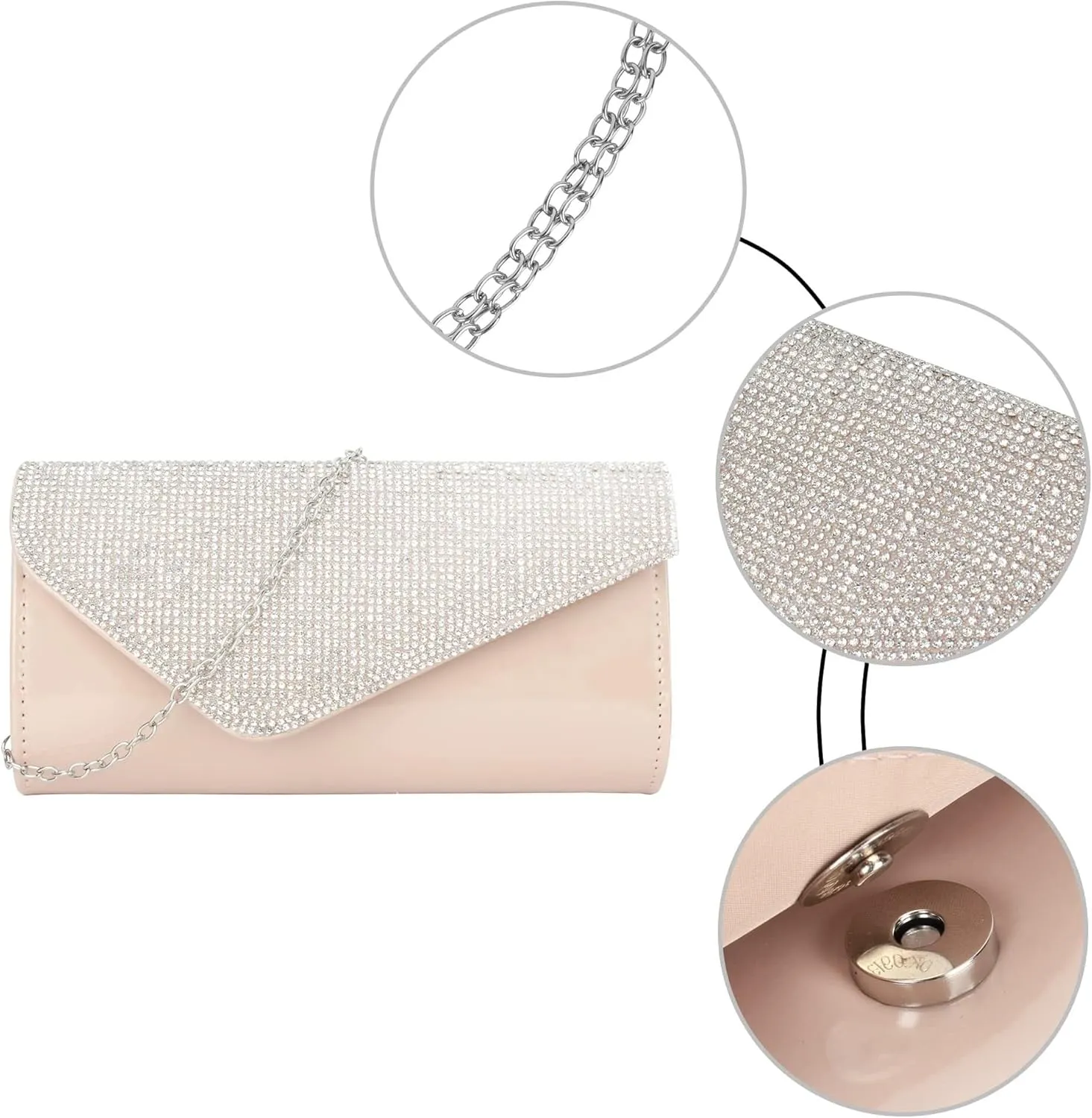 Party Prom Wedding Envelope Crossbody Handbags Dark Ladies Frosted Satin Evening Clutch Purse