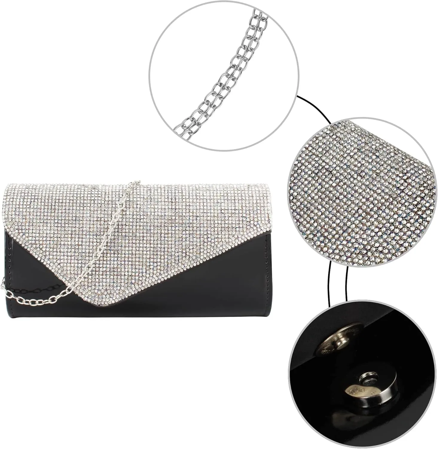 Party Prom Wedding Envelope Crossbody Handbags Dark Ladies Frosted Satin Evening Clutch Purse