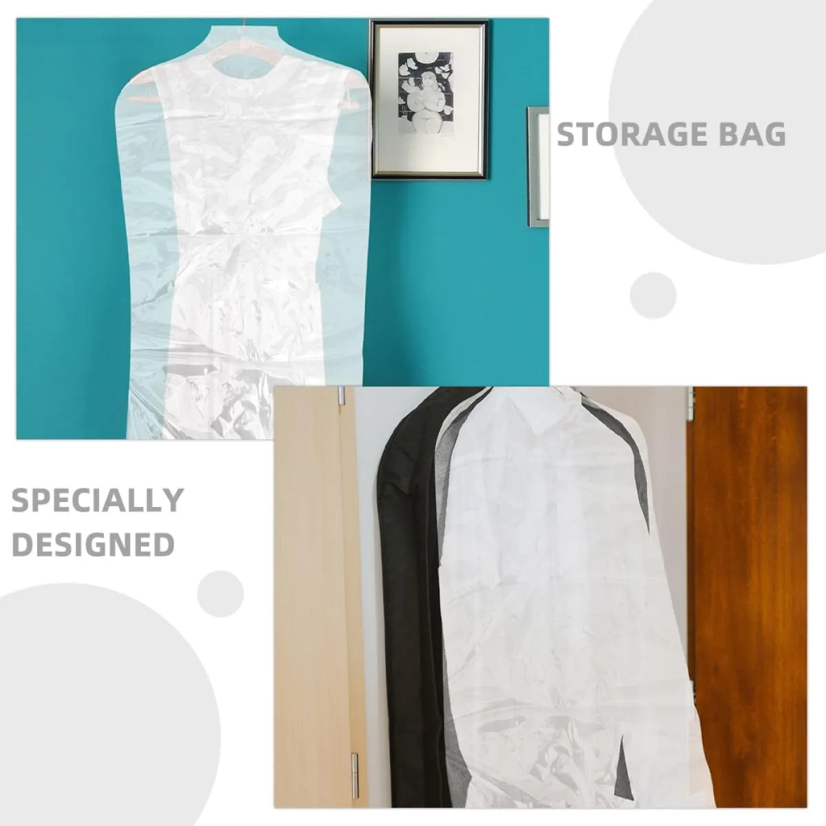 PRETYZOOM 50pcs Pvc Garment Bags for Storage Travel Wedding Dry Cleaning Hanging Garment Bag Dress Long Gown Home Use Easy to Find Your Clothes