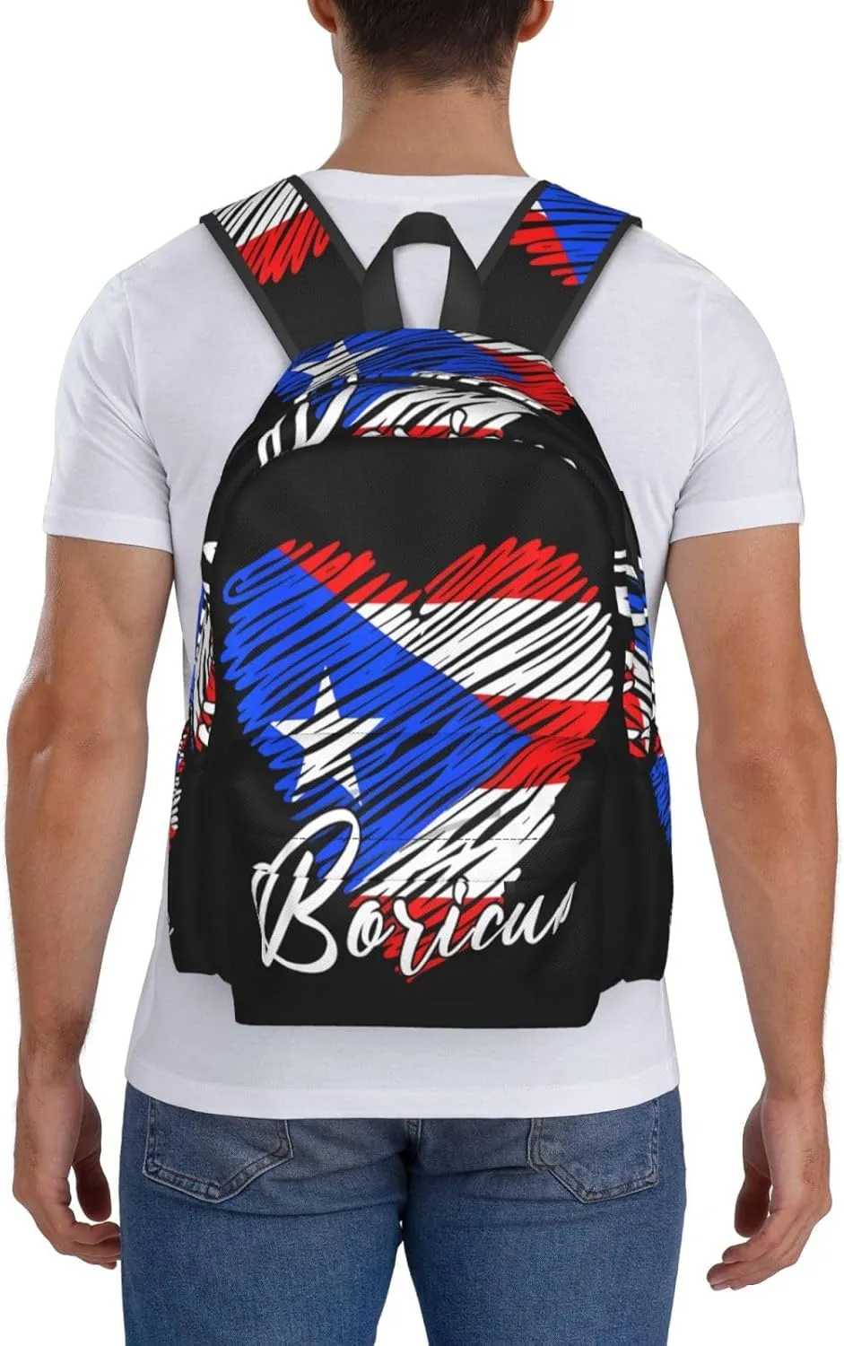 Puerto Rican Boricua Puerto Rico Heart Laptop Backpack Work Travel Backpacks Business Rucksack Casual Outdoor Daypack with Adjustable Strap Bags for Sports Office Gym Hiking
