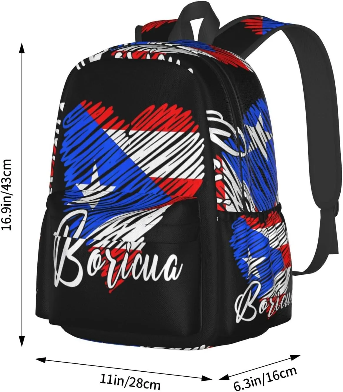 Puerto Rican Boricua Puerto Rico Heart Laptop Backpack Work Travel Backpacks Business Rucksack Casual Outdoor Daypack with Adjustable Strap Bags for Sports Office Gym Hiking