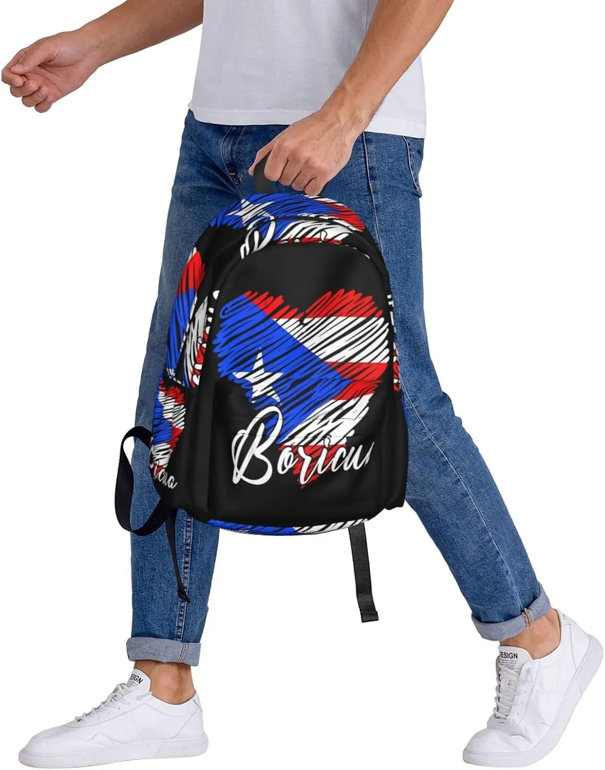Puerto Rican Boricua Puerto Rico Heart Laptop Backpack Work Travel Backpacks Business Rucksack Casual Outdoor Daypack with Adjustable Strap Bags for Sports Office Gym Hiking