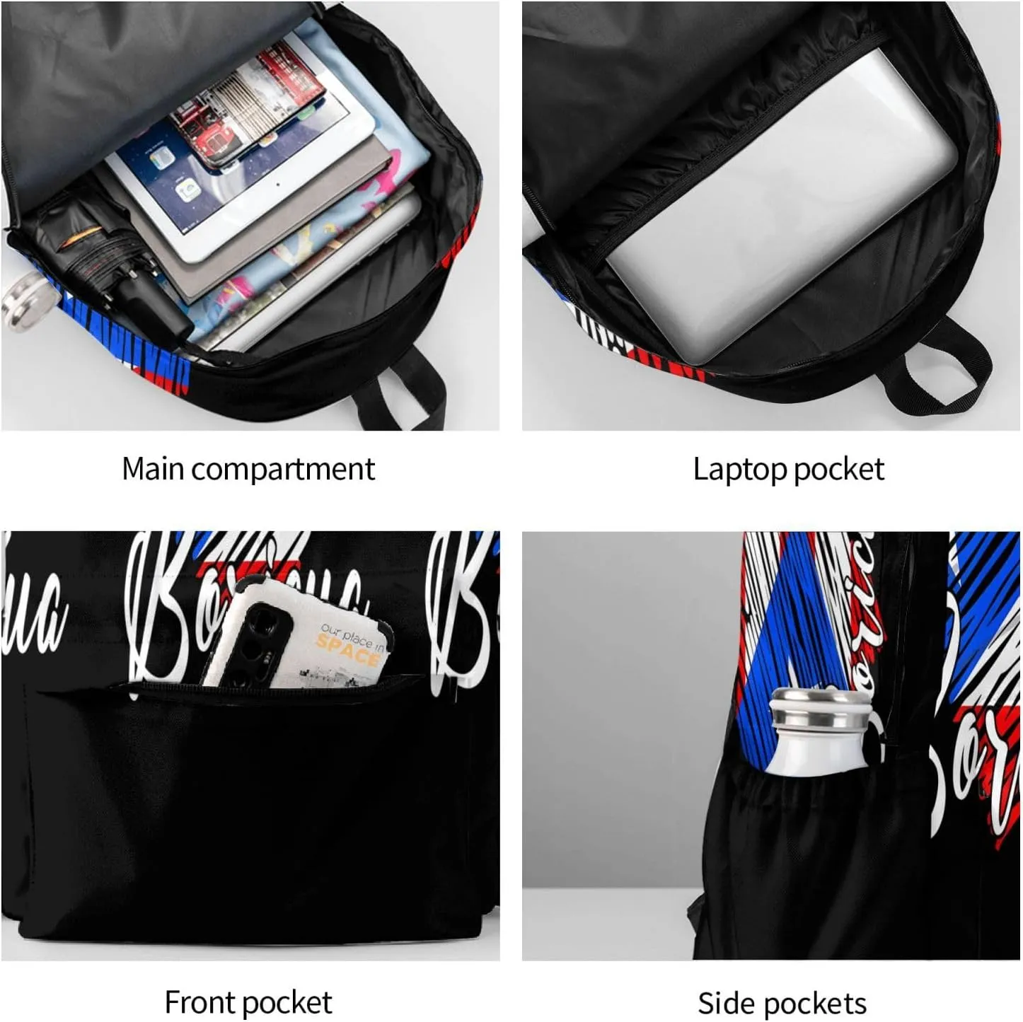 Puerto Rican Boricua Puerto Rico Heart Laptop Backpack Work Travel Backpacks Business Rucksack Casual Outdoor Daypack with Adjustable Strap Bags for Sports Office Gym Hiking